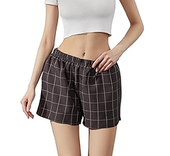 Kimydreama Women Y2K Lounge Shorts Elastic Waist Plaid Boxer