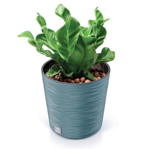 EDANTI Blumentopf Pflanzentopf Blumenkübel Runde Blumentöpfe Gross/Klein Töpfe Pflanzkübel Übertopf Innen- und Außenbereich für Blumen Garten Balkon Terrasse Haus (Blau, 25 cm)