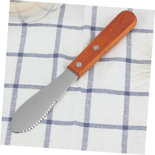 Cuchillos para untar mantequilla VALICLUD con mango ergonómico de madera pack de 4 5