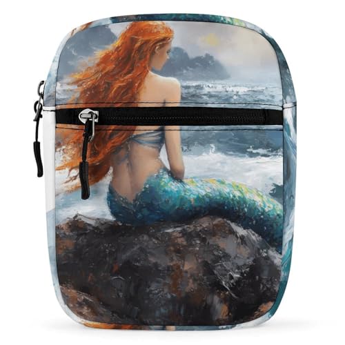Mermaid Storm Sea Rocks Mini Crossbody Bag Anti-Theft Side Shoulder Bags Messenger Bag Unisex