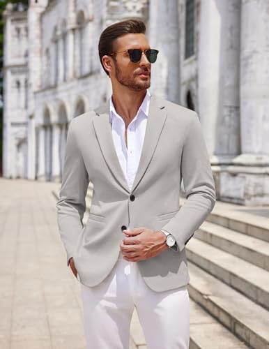 Image of COOFANDY Men's Casual Knit Blazer Two Button Lightweight Sport Coats Suit Jacket