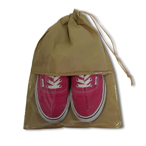 10 Sacos Para Sapatos/Porta Sapato Bege 36x28cm C/Visor