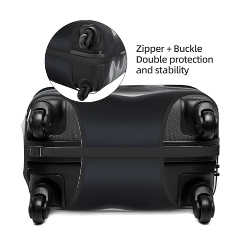 Black And Halloween Ghost Travel Luggage Cover Suitcase Protector Washable Elastic Suitcase Cover Anti-Scratch Luggage Protector Travel Suitcase Baggage Cover Fits 18-32 Inch Suitcase Medium4