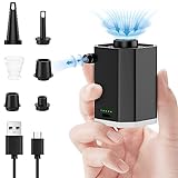GHJOL Tiny Portable Air Pump with 3600mAh Battery Electric USB Rechargeable, Ultra-Mini Pump with 4 Nozzles and LED Lights to Inflate Deflate Air Beds, Air Mattress Swimming Ring, Vacuum Storage Bags