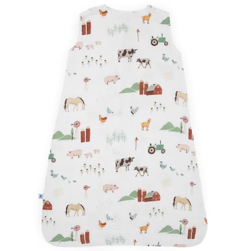 Image of Little Unicorn 12-18 Month Premium Muslin Sleep Sack 1.1 TOG | Soft & Breathable Muslin Cotton for safer sleep | 2 way zipper (Farmyard)