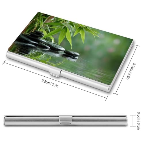 Peaceful Spa Smooth Stones Water Reflections Business Card Holder Pocket Slim Portable Metal Business Card Case2