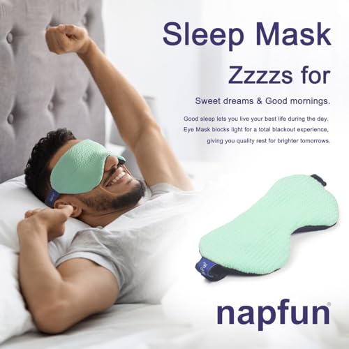 napfun Neck Pillow for Traveling, Upgraded Travel Neck Pillow for Airplane 100% Pure Memory Foam Travel Pillow for Flight Headrest Sleep, Portable Plane Accessories, Striped Turquoise Set