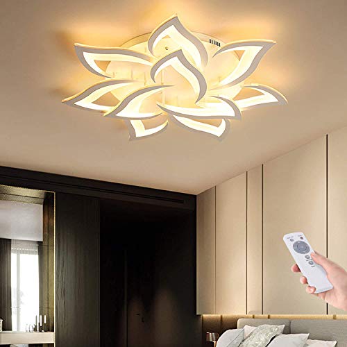 Preisvergleich Produktbild Blume Kreative Deckenlampe LED Deckenleuchte Innen Decken Beleuchtung Für Schlafzimmer Wohnzimmer Mit Fernbedienung Küche Esszimmer Weiß Acryl Lampenschirm Dekorative Dimmable Lampe,10 heads
