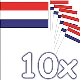 10 Fähnchen * NIEDERLANDE/HOLLAND * als Deko für Mottoparty oder Länder-Party | Netherlands Flaggen Fahnen Papierfahnen flag