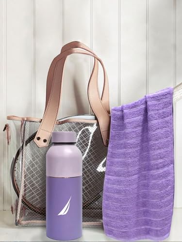 Image of NAUTICA Combo Set Gym Towel + Bottle | 3 PC Set- 1 Single WALL Bottle + 2 PCS Hand Towel | Combo Set for Gym, Yoga, Running & Training | Purple