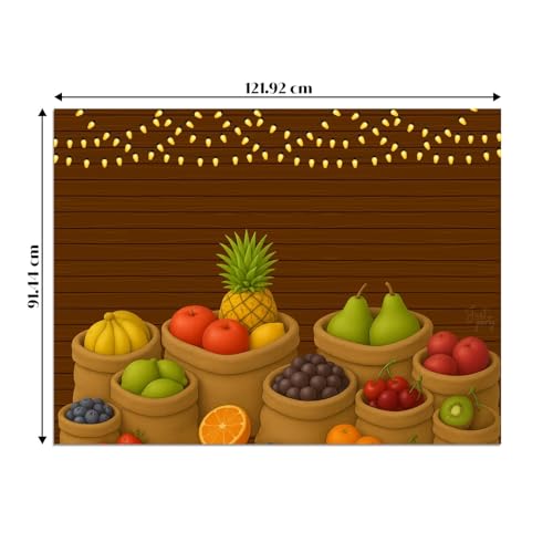 Image of Just Party Fruits Theme Birthday Backdrop | Colourful Decoration Cloth Curtain for Boys & Girls | For Decoration