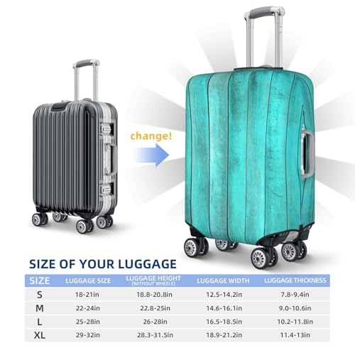 Turquoise Wooden2 Travel Luggage Covers - Elasticity Suitcase Covers Protector for Luggage 18-32 Inch2