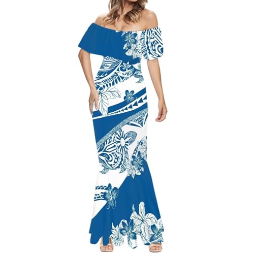 Image of Polynesian for Women S-7XL Off Shoulder Maxi Dress Hawaiian Summer Dresses