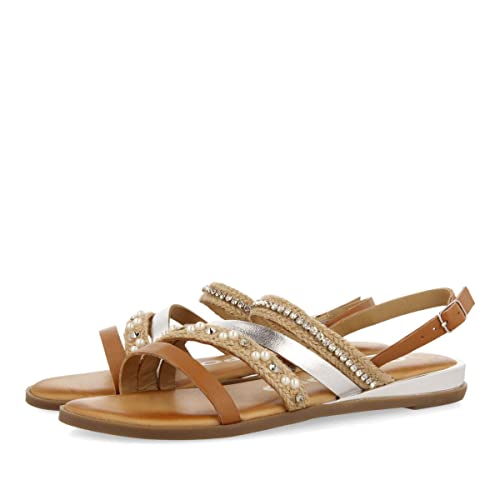 Sandales de couleur cuir lanières femme baneins pour marcher sans douleur tout l'été