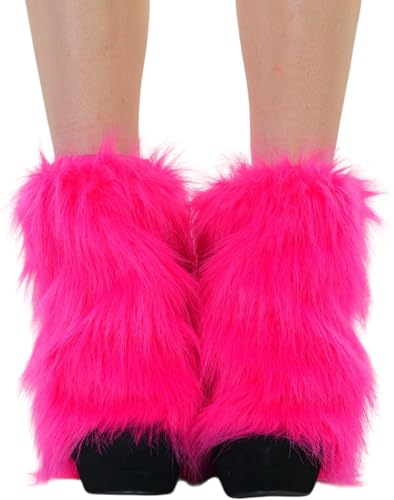 Image of ToBeInStyle Women's Faux Vibrant Fur Retro Daring 60' Inspired Ravewear Knee High Leg Warmers