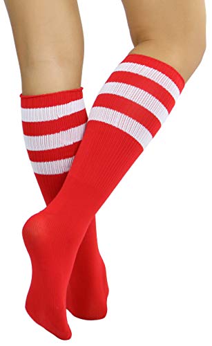 Image of ToBeInStyle Women's Premium Below Knee Athletic Socks w /Contrasting Wide Stripes
