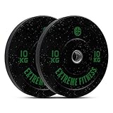 EXTREME FITNESS Olympic Weight Bumpler Plates Set - 2 Inch Weight Plates Set from 5kg to 25kg - Hi Temp Solid Rubber Gym Plates for Home and Commercial Gym Use - Weight Plates 10kg Pair