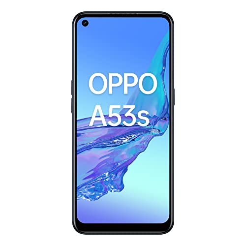 OPPO A53s Noir Océan - 128 Go - 4 Go de RAM – Écran Immersif 90Hz - Batterie 5000 mAh - Double Haut-Parleur Stéréo - Triple Caméra avec IA - USB-C - Android 10 - Smartphone débloqué 4G