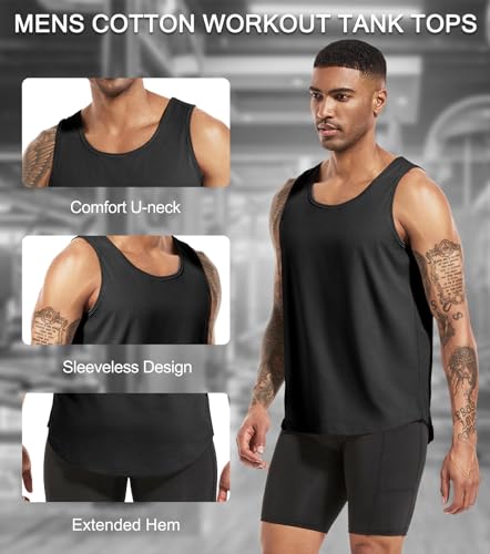 Boyzn Men's Cotton Workout Tank Tops, Athletic Gym Muscle Tank Top, Fitness Bodybuilding Sleeveless Tee Shirts for Men3