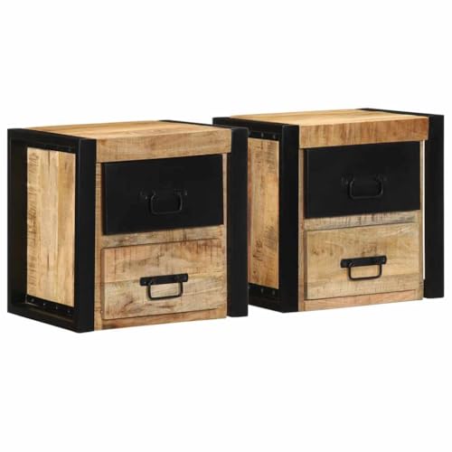 Table de chevet manguier brut massif design flottant rustique chic x2 - 2