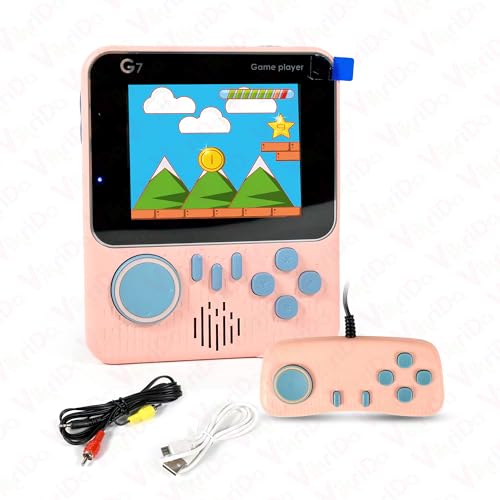 Image of VikriDA G7 Retro Handheld Game Console with 666 Built-in Games | 3.5-Inch LCD Color Screen, Gamepad Support for Kids - Pink