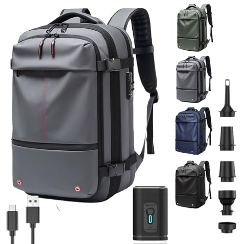 Quenta Spacevac - Mochila extensible multifuncional de gran capacidad, 60 L, impermeable, con bomba de aire, gris, 60 Liter