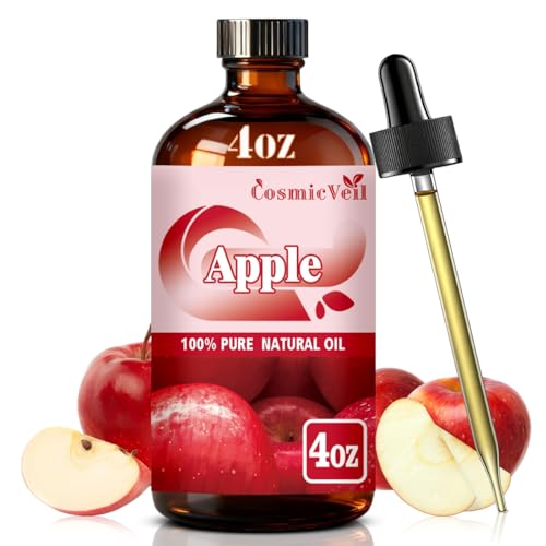 Apple Essential Oil Apple Oil for Aroma Diffuser Humidifier Home Fragrance Cleaning Body Care Massage Yoga DIY Candle DIY Soap CosmicVeilApple4 Fl Oz (Pack of 1)