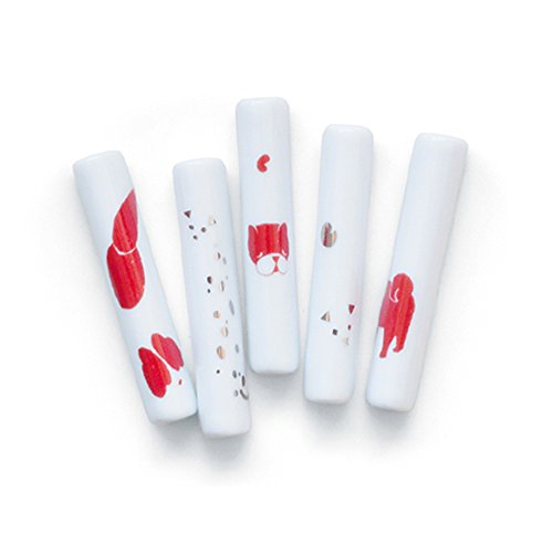 東屋 干支 箸置き 戌 いぬ 5本セット (赤絵) 化粧箱入り