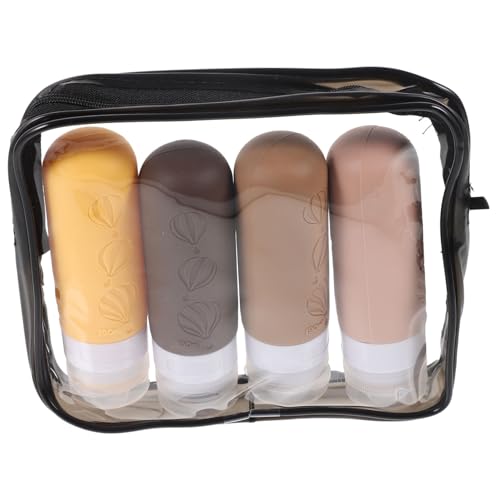 DRESSOOS 4個 トラベルボトル シリコン製 詰め替え容器 収納ポーチ付き 携帯便利 軽量 旅行 出張用シャンプーローションボトル