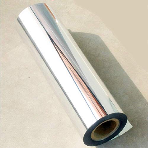 Película de vinilo autoadhesiva, color plata cromado, con efecto de espejo, 61 cm x 152,5 cm
