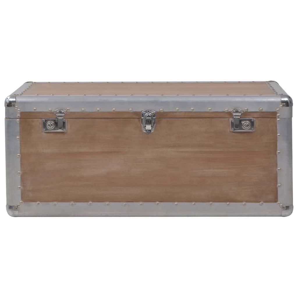 Baúl de almacenamiento de madera maciza de abeto con asas, 91 x 52 x 40 cm, color marrón, para salón