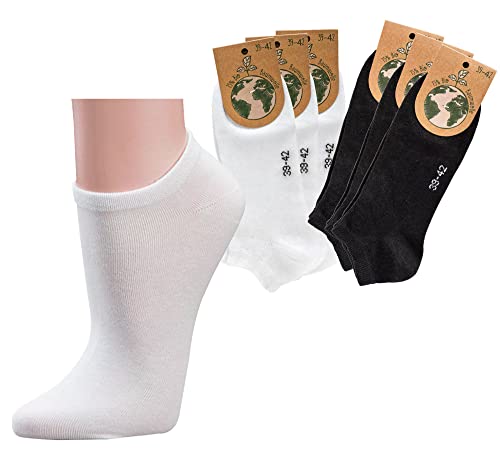Leo Design 6 Pair Low-Cut Organic Cotton Trainer Socks Seamless Socks for Men & Women, Short Liners, Ankle, Sneaker.