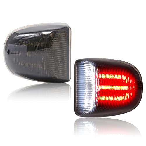 SHINEFIT 6000K Full LED License Plate Light Assembly Compatible with Silverado Sierra 1500 2500 3500 Suburban Tahoe Yukon XL Escalade ESV EXT, Tag Lamp with Red Tube