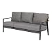 Produktbild Gartenbank 3-Sitzer aus Alu in anthrazit und Teak-Optik inkl. Kissen in grau. Die Loungebank ist wetterfest, ideal für Garten, Terrasse und Balkon.