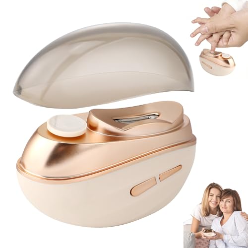 FonchAroma Electric Nail Clippers for The Elderly and Thick Nails - 2-in-1 Automatic Nail Trimmer with LED Light - Rechargeable Adult Fingernail Trimmer Painless Nail Beauty Tool (White)