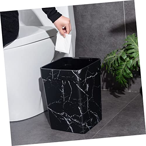 Image of Marble Trash Can Bathroom Trash Can Garbage Can Farmhouse Trash Square Waste Bin Trash Basket Black Bins Counter Trash Can Trash Bin Plastic Container Office Outdoor, 25.5X18.8CM