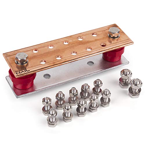 Gounengnail-.157" X 2.36" X 7.87" Copper Ground Bar Kit, With 5/16''X10 Terminal Positions,Copper Grounding Busbar Bar Kit #TOP3