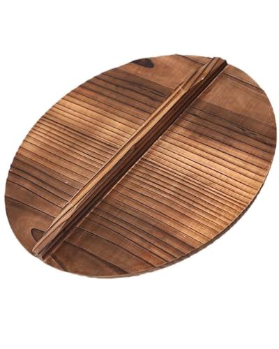 XIUCAI Tapa Madera Cedro Macizo 26-40cm Sustituto para Tapas Vidrio - Compatible Ollas Hierro Dutch Oven Anti-Quemaduras,34X1.6cm