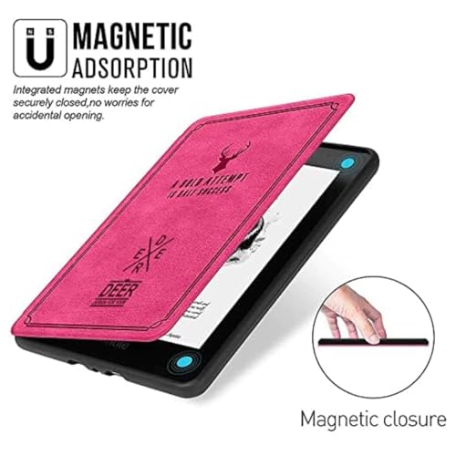 Image of MOCA Kindle Paperwhite 12th Gen 7 inch (2024) & Kindle Colorsoft 7 inch (2025) Case - Leather, Slim Fit, Auto Sleep /Wake, Magnetic Closure, Durable, Lightweight (Hot Pink)