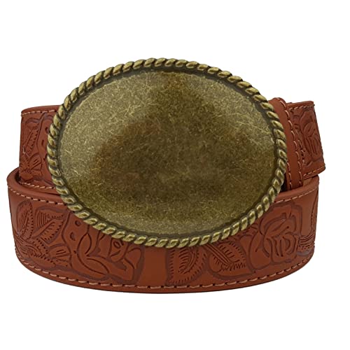 Non-Animal, Vegan Western Tooled Rose Embossing Style Belt