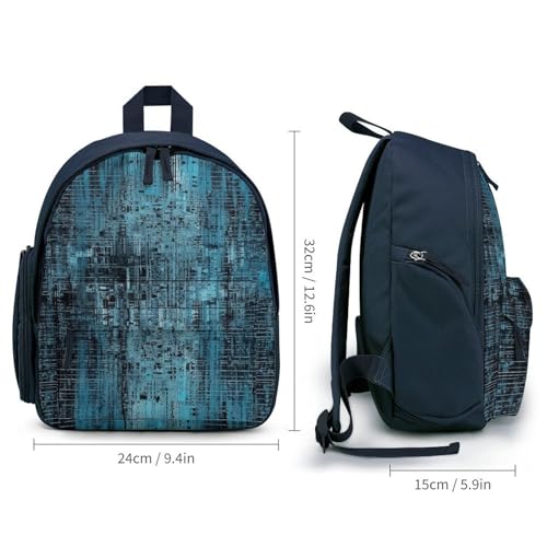 Blue And Black Backpack Small Book Bag with Side Pocket, Lightweight Durable Backpack, Travel Rucksack, Blue-style2