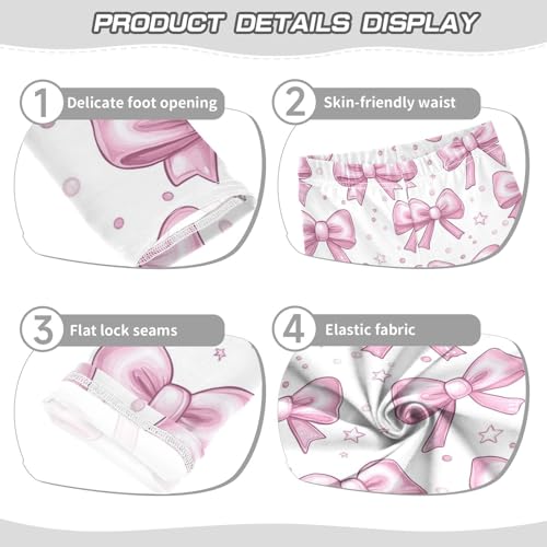 Wusikd Cute Pink Bows Girls' Leggings Toddler Doodles Stars Kids Yoga Pants Dance Active Tights 4T3