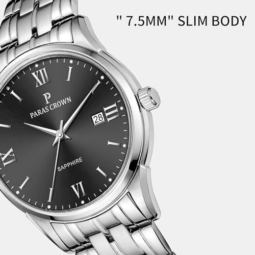 Paras Crown Mens Watches Luxury Chronograph Analog Watch Japanese Quartz Movement Stainless Steel Case 5ATM Waterproof Watches for Men — view 5
