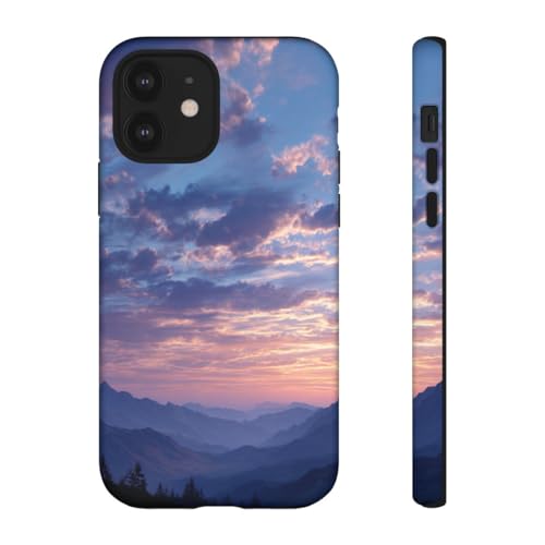 Coque iPhone 12 paysage photoréaliste bleu - Finition mate