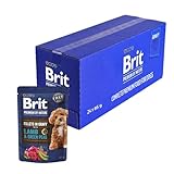 Brit Premium by Nature Nassfutter für ausgewachsene Hunde, Fillets in Soße, Lamm & grüne Erbsen, Alleinfutter, unterstützt Verdauung, 24 x 85 g