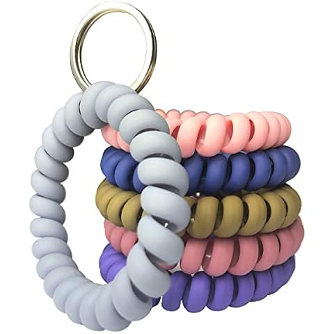 JUNAHAA 6-Piece Multicolor Stretchable Keychain Wristlet - Flexible Spiral Wrist Coil for Sauna, Gym, Pool, Outdoor Sports Cover