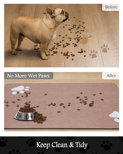 Image of Pet Feeding Mat-Absorbent Dog Mat for Food and Water Bowl-No Stains Quick Dry Water Dispenser Mat-Dog Accessories Pet Supplies-Bowl for Messy Drinkers（Dusty Pink,16 inchx24 inch