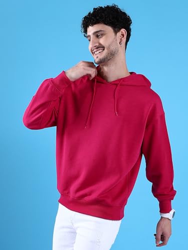 Image of The Indian Garage Co Men Regular Fit Solid Overhead Hooded Sweatshirt