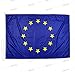 Bandiera Europa 100x70 cm in Tessuto Nautico Antivento da 115g/m², Bandiera Europea 100x70 Lavabile, Bandiera d'Europa 70x100cm con Cordino, Doppia Cucitura perimetrale e fettuccia di Rinforzo
