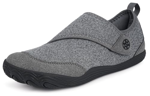 Sisttke Mens Barefoot House Slippers Womens Wide Diabetic Shoes Comfy Breathable Arthritis Edema Walking Sandals Non-Slip Orthopedic Adjustable Slip On Swollen Feet Indoor Shoes for Elderly Dark Grey